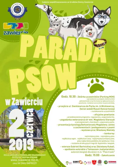 Parada Psów w Zawierciu 2019