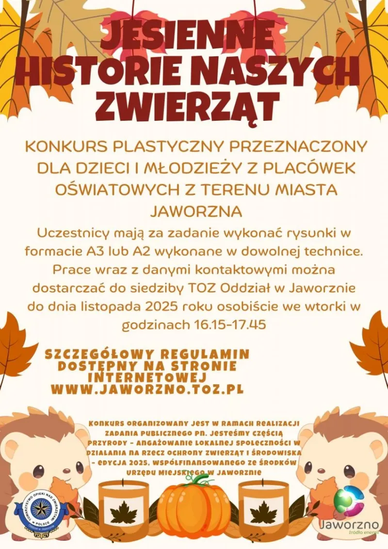 Konkurs plastyczny „Jesienne historie naszych zwierząt” w Jaworznie