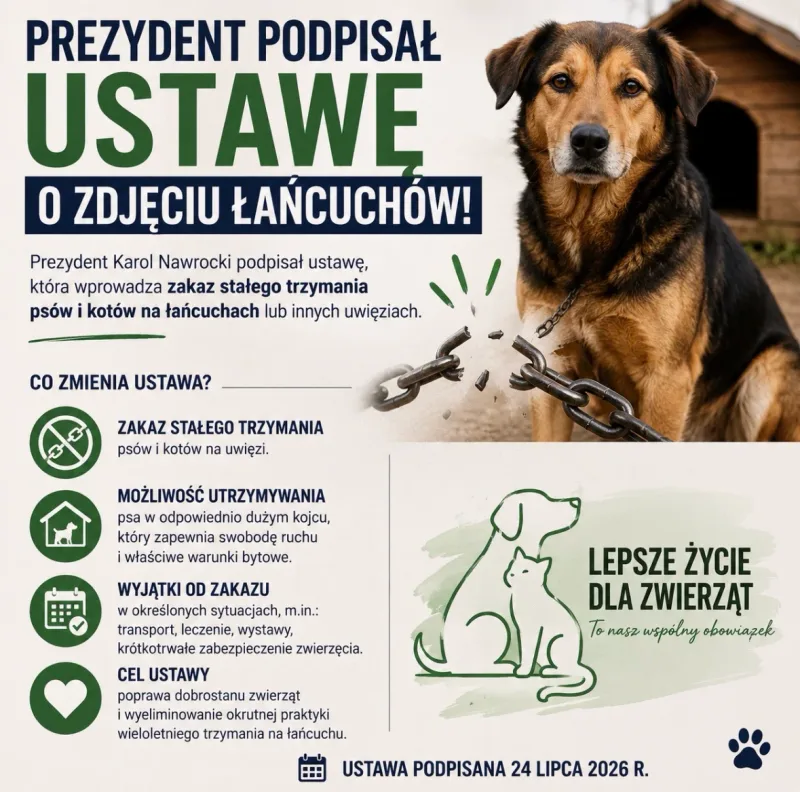 Nowa ustawa zakazuje stałego trzymania zwierząt na łańcuchach